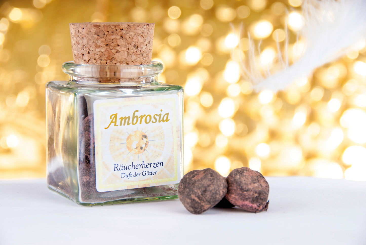 Ambrosia Herzen im Glas mit Korken - Duft der Götter - Räucherwerk - Räucherherzen - Ambrosia - Incense Hearts