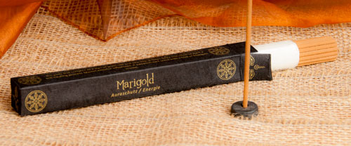 Tibetan Line - Marigold Inhalt ca. 27 Stäbchen + 1 Halter | Räucherstäbchen Set | Auraschutz & Energie