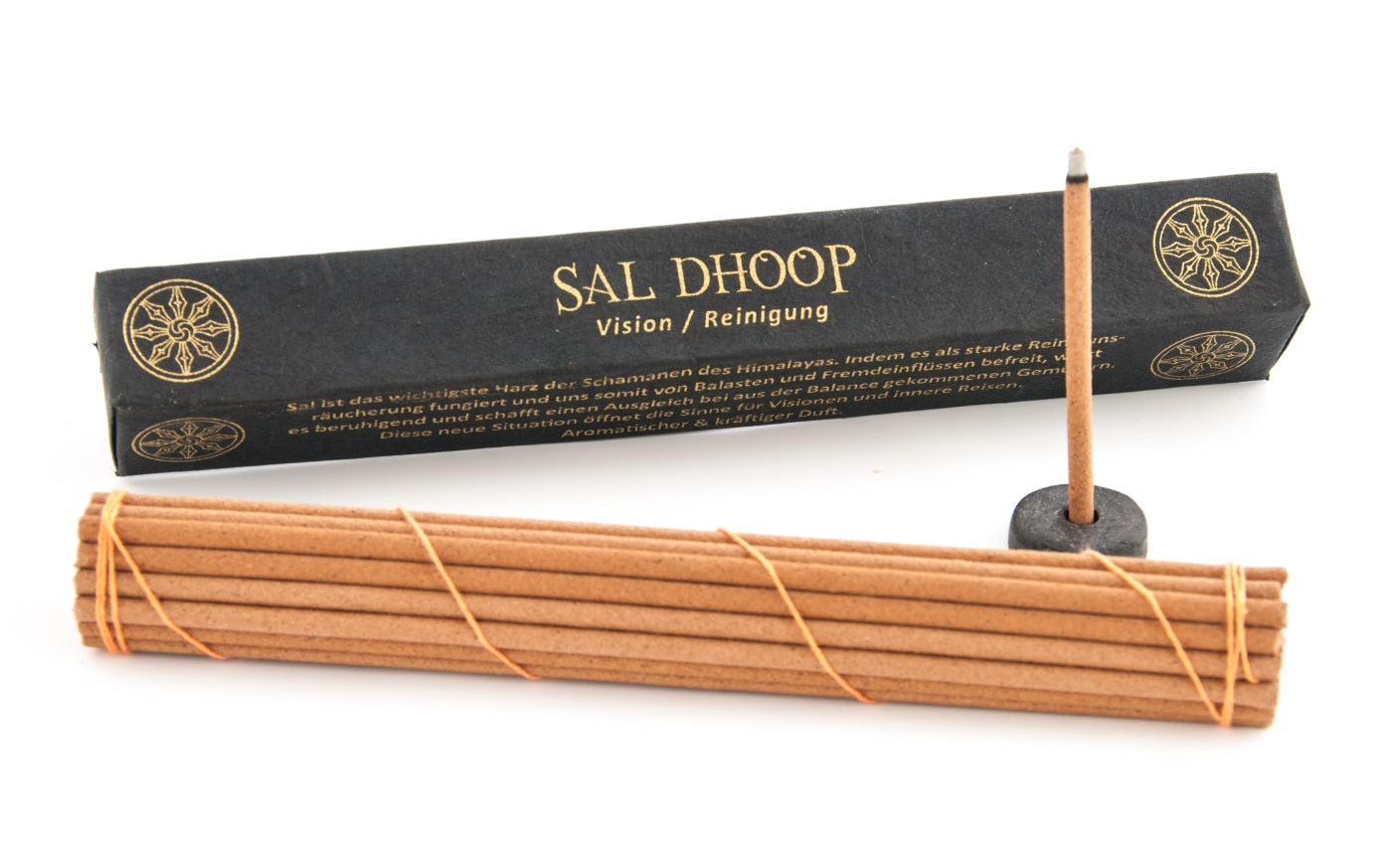 Tibetan Line - Sal Dhoop Inhalt ca. 27 Stäbchen + 1 Halter | Räucherstäbchen Set | Vision & Reinigung