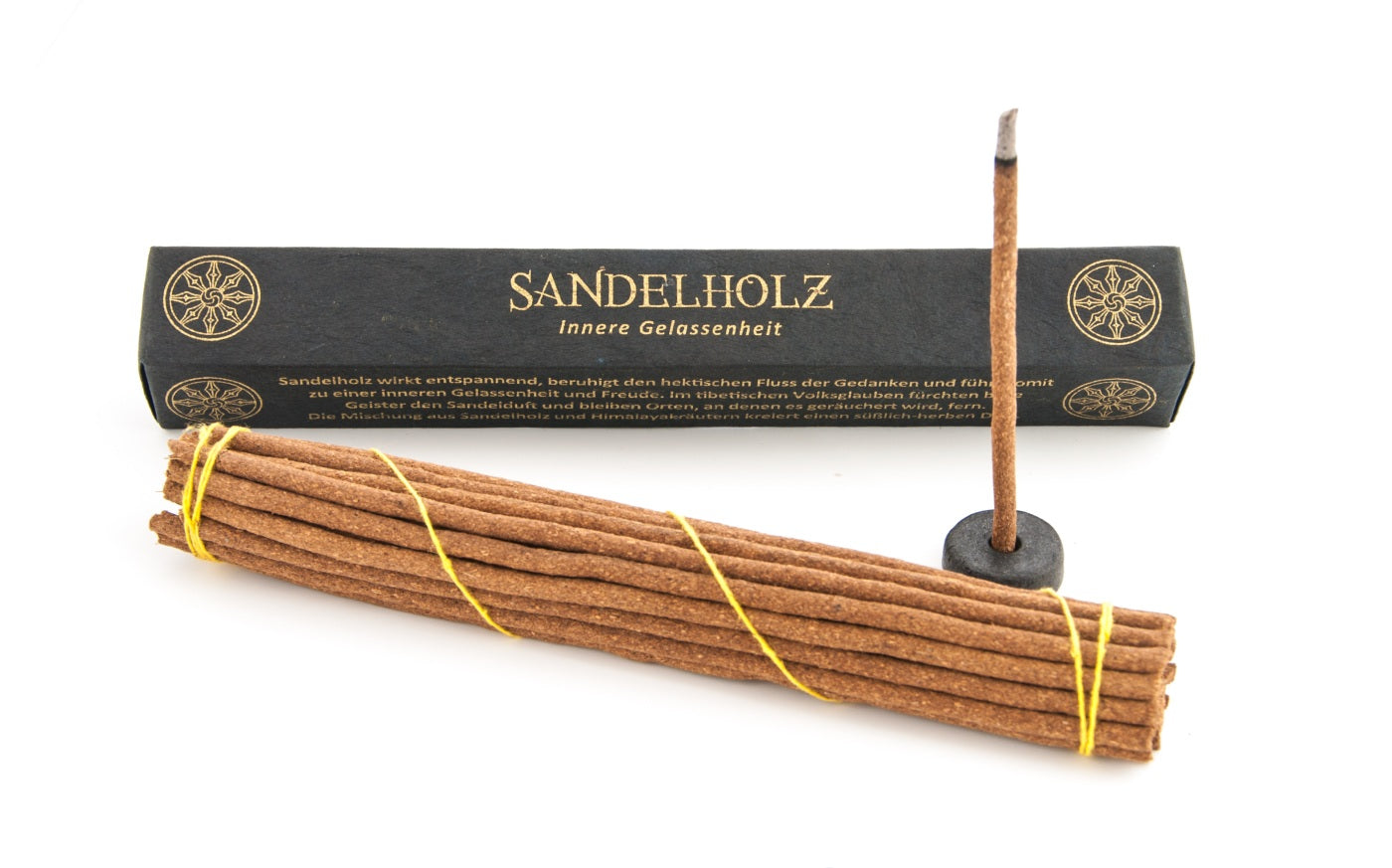 Tibetan Line - Sandelholz | Inhalt ca. 27 Stäbchen + 1 Halter | Räucherstäbchen Set | Innere Gelassenheit