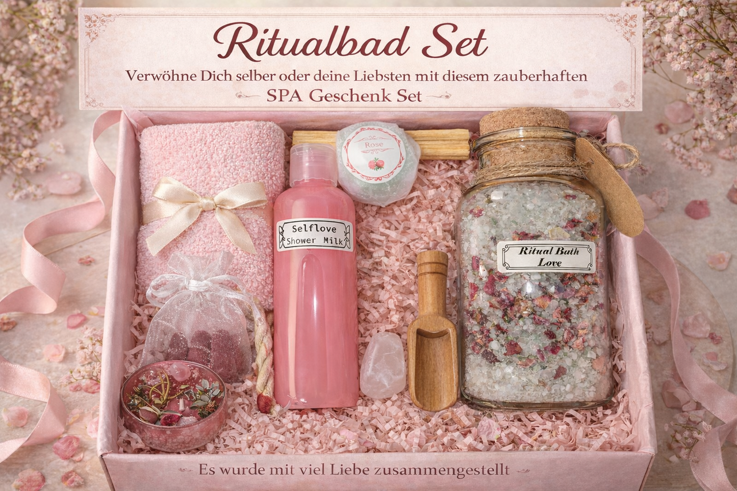 Wellness Spa Love Ritual Bath Set Big size | Selflove Set | Gift Set | spirituelle Geschenkidee | Selbstliebe | natürlich | vegan