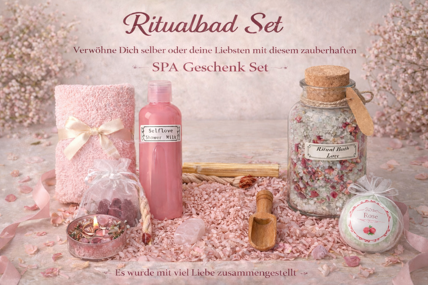 Wellness Spa Love Ritual Bath Set Big size | Selflove Set | Gift Set | spirituelle Geschenkidee | Selbstliebe | natürlich | vegan