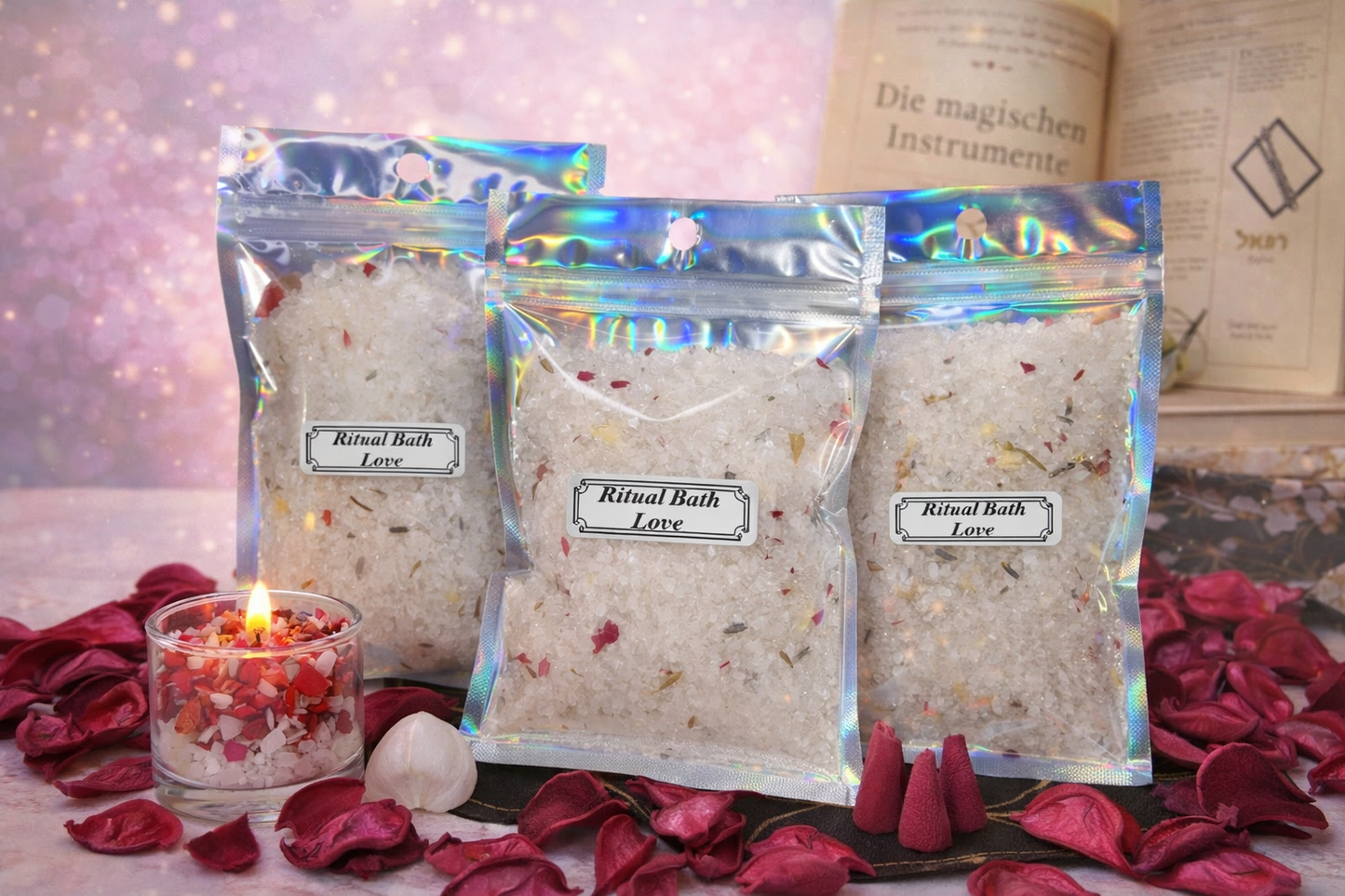 Attract Love Magic Ritual Bath, Natürliche Bademischung mit Kräutern, Blüten, ätherischen Ölen und Totes Meersalz