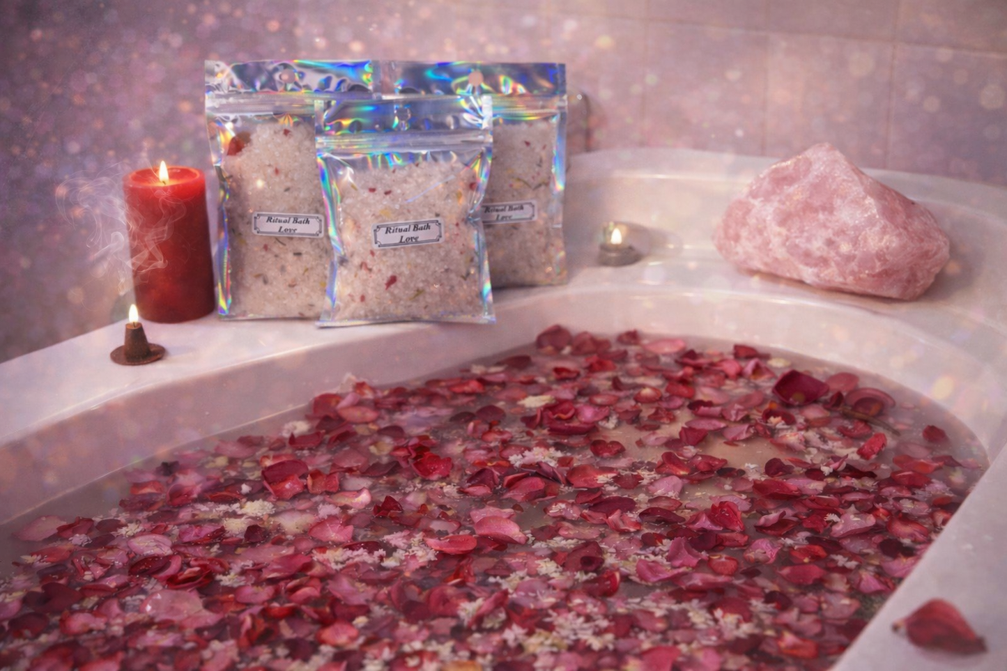 Attract Love Magic Ritual Bath, Natürliche Bademischung mit Kräutern, Blüten, ätherischen Ölen und Totes Meersalz