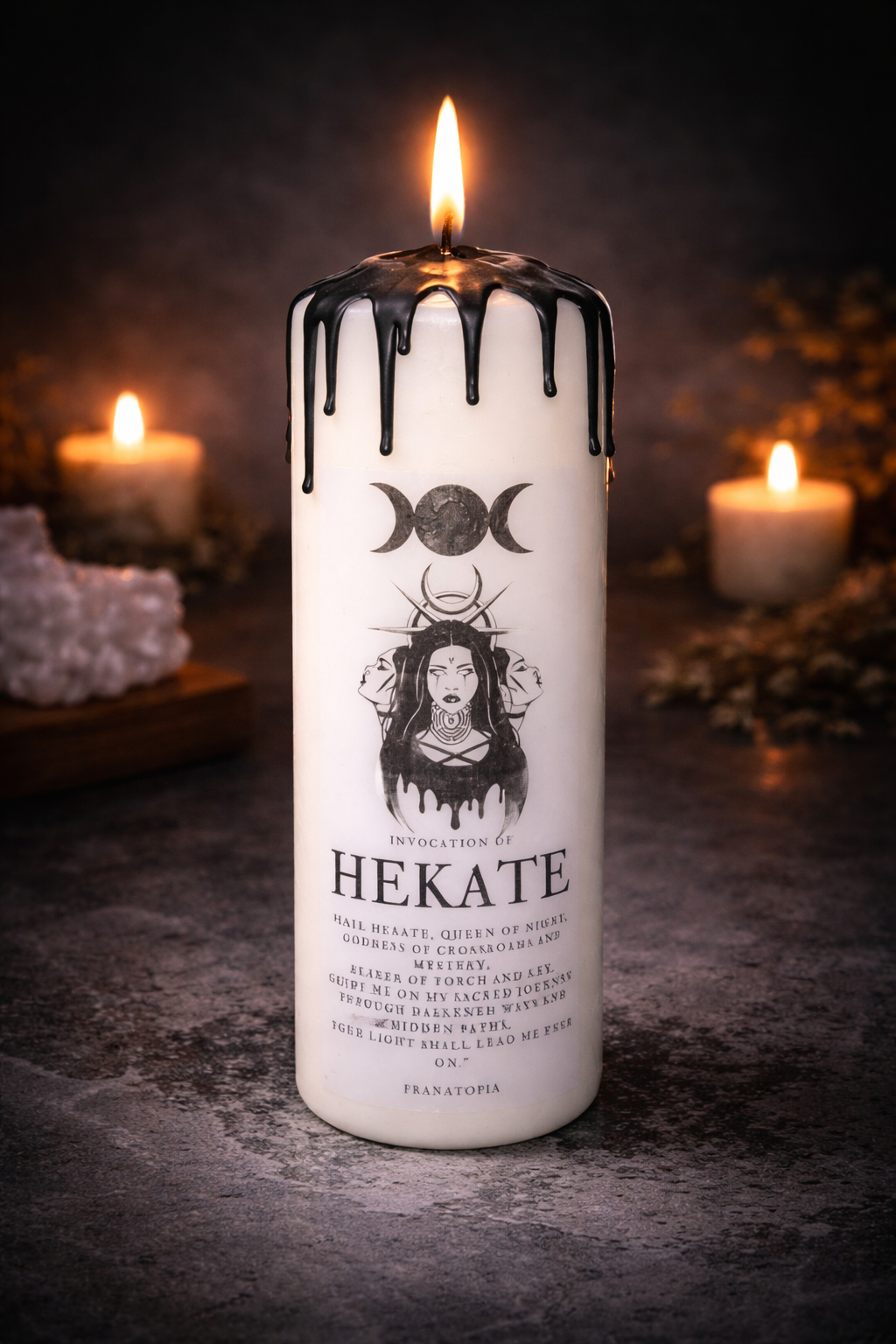 Große Hekate Kerze | XXL Ritualkerze | Gebetskerze | Hecate Candle | Dreifachmond Kerze | Altarkerze