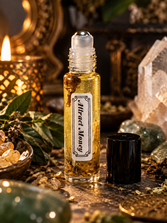 Attract Money Ritual Oil Roll-on | Magic Witches Ritual Oil for Body and Candles | Ritualöl für die Erhöhung der Reichtum & Fülle-Frequenz & für Geldrituale