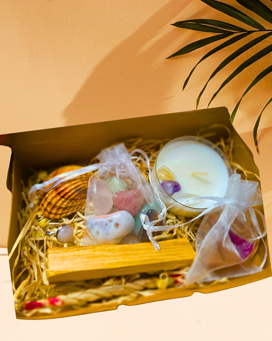 High Vibration Energy Box – Frequenz-Set mit Palo Santo, Edelsteinen, Räucherwerk & Ritualkerze | Geschenkbox für Reinigung, Schutz & Manifestation