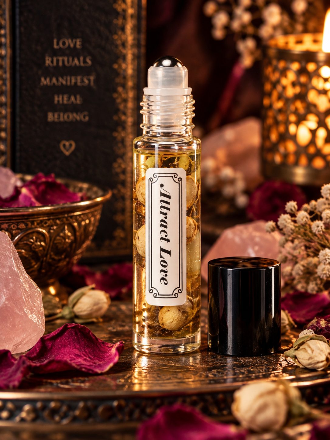 Attract Love Ritual Oil Roll-on | Magic Witches Ritual Oil for Body and Candles | Ritualöl für die Erhöhung der Liebesfrequenz & für Liebesrituale
